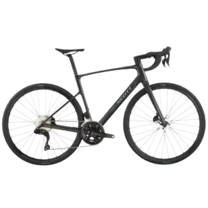 Black Scott Addict road bike with drop handlebars and disc brakes